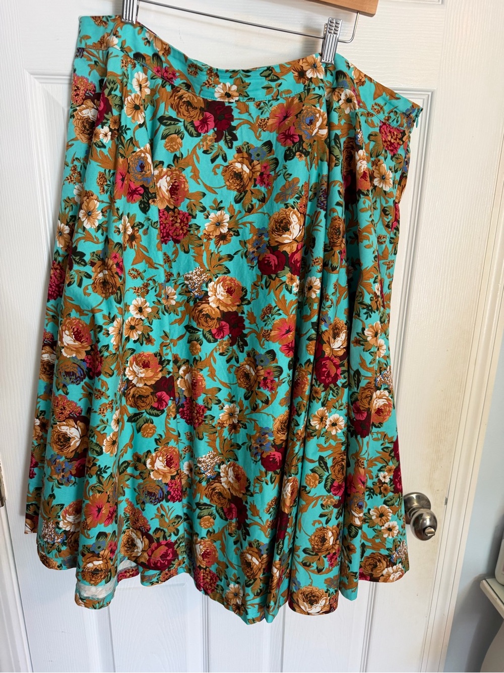 Lindy Bop Turquoise Floral circle pinup retro Skirt